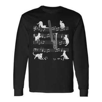 猫好きのトロンボーン奏者のためのトロンボーン猫。 長袖Tシャツ - Kawaiitshirt