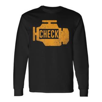 琥珀色の車のエンジンダッシュボード警告灯 面白いメカニック 長袖Tシャツ - Kawaiitshirt