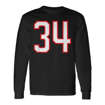 番号 34 スポーツ ホワイト レッド 代表番号 長袖Tシャツ - Kawaiitshirt