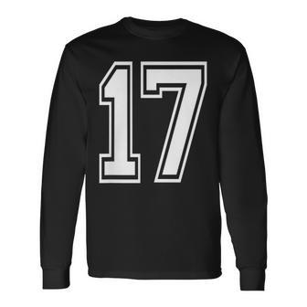 番号17インチ ホワイト 長袖Tシャツ - Kawaiitshirt