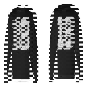 番号18シャツ、番号付き ヴィンテージ 18歳の誕生日 長袖Tシャツ - Kawaiitshirt