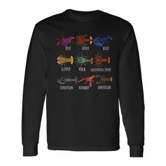 異なるタイプのロブスター種チャート海洋生物学 長袖Tシャツ - Kawaiitshirt