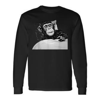 眠る猿 眠っている動物 眠る猿 昼寝 お昼 長袖Tシャツ - Kawaiitshirt