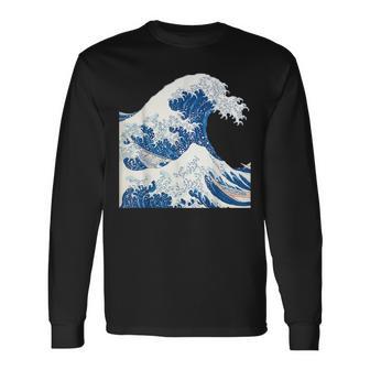 神奈川沖浪日本美術の大波 長袖Tシャツ - Kawaiitshirt