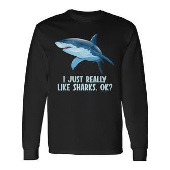 私は本当にサメが好きです 長袖Tシャツ - Kawaiitshirt