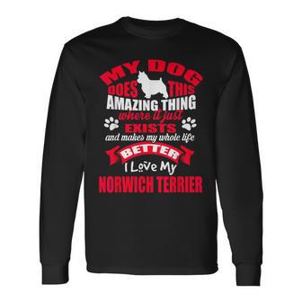 私は私のノリッジ テリア犬の面白い子犬の恋人を愛してください。 長袖Tシャツ - Kawaiitshirt