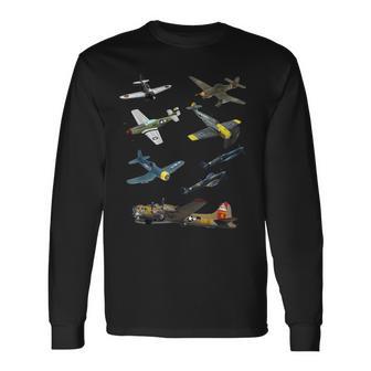 第二次世界大戦 戦闘機 P51 マスタング スピットファイア メッサーシュミット B-17 長袖Tシャツ - Kawaiitshirt