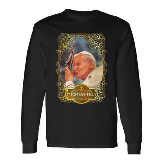 聖ローマ教皇ヨハネ・パウロ2世十字架 カトリック 長袖Tシャツ - Kawaiitshirt