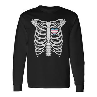 肋骨 トランスジェンダー ハート トランスセクシャル トランスプライドフラッグ Lgbt 長袖Tシャツ - Kawaiitshirt