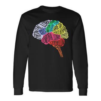 脳のパーツ 脳の解剖 脳科学 脳の地図 長袖Tシャツ - Kawaiitshirt