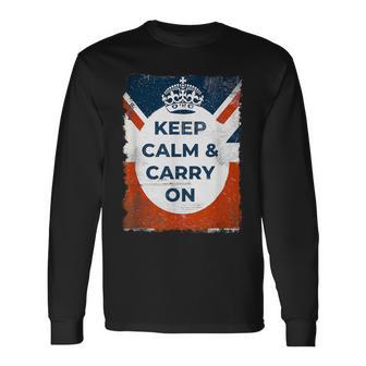 落ち着いてキャリー・オン・ユニオンジャック 長袖Tシャツ - Kawaiitshirt