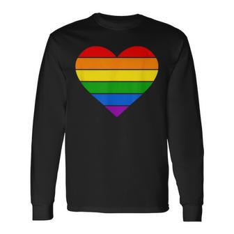 虹 ハート Lgtbq 虹色 虹色の旗 カラフル 長袖Tシャツ - Kawaiitshirt