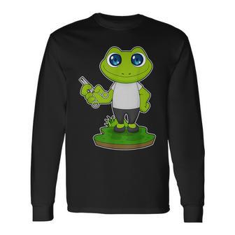蛙 美容師 はさみ 長袖Tシャツ - Kawaiitshirt