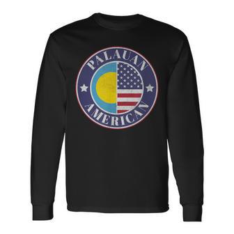 誇り高きパラオ・アメリカン・バッジ パラオ国旗 長袖Tシャツ - Kawaiitshirt