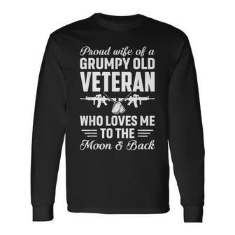退役軍人妻 不機嫌な老人退役軍人夫の誇り高き妻 長袖Tシャツ - Kawaiitshirt