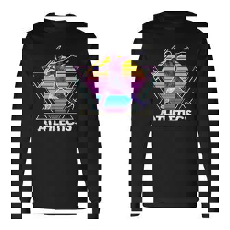 陸上競技 やり投げ スポーツ レトロ ヴィンテージaporwave 90 年代 長袖Tシャツ - Kawaiitshirt