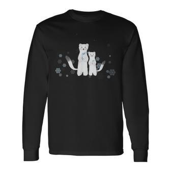 雪の妖精 オコジョの親子 長袖Tシャツ - Kawaiitshirt