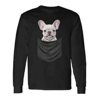 面白いtシャツ フレンチブルドッグ イヌ ポケット わんこ メンズ グッズ おもしろ 面白い 服 ネタ 長袖Tシャツ - Kawaiitshirt
