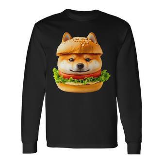 面白いtシャツ 柴犬 犬 イヌ ハンバーガー メンズ 犬好き グッズ かわいい おもしろ 面白い 服 ネタ 長袖tシャツ 長袖Tシャツ - Kawaiitshirt