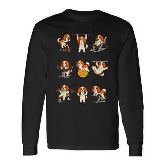 面白いtシャツ 犬 キャバリア 筋トレ ジム イヌ グッズ かわいい おもしろtシャツ 面白い 服 ネタ 長袖Tシャツ - Kawaiitshirt