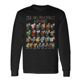 面白いイタリアンブレインロットキャラクターアルファベットミームブレインロット。 長袖Tシャツ - Kawaiitshirt