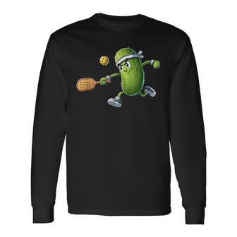 面白いピクルス遊びピックルボール愛好家しゃれピクルスボール付き 長袖Tシャツ - Kawaiitshirt
