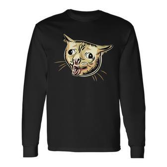 面白い咳き猫のミーム 長袖Tシャツ - Kawaiitshirt