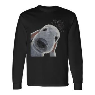 面白い好奇心旺盛な犬のベドリントンテリア 長袖Tシャツ - Kawaiitshirt