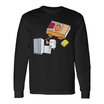 面白い寿司シャツ 日本の刺身 ビール冷蔵庫 長袖Tシャツ - Kawaiitshirt