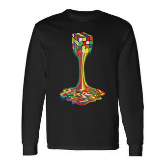 面白い溶けるルービックルービックスルービックスプレイヤーキューブ愛好家。 長袖Tシャツ - Kawaiitshirt