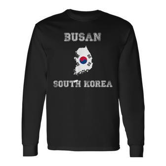 韓国 アンティーク調 旗 釜山 プライド 長袖Tシャツ - Kawaiitshirt