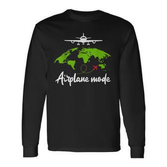 飛行機モード 休暇ギフト メンズ レディース パイロット航空 長袖Tシャツ - Kawaiitshirt