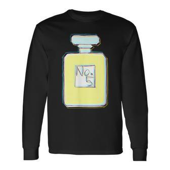 香水 ビン 瓶 No5 パフューム 現代アート おしゃれ かわいい デザイン 長袖Tシャツ - Kawaiitshirt