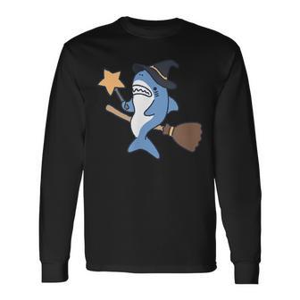 魔法を使いそうなサメ ハロウィン 長袖Tシャツ - Kawaiitshirt