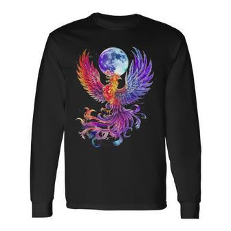 鳳凰 満月 鳥 神話 鳥 若返り 長袖Tシャツ - Kawaiitshirt