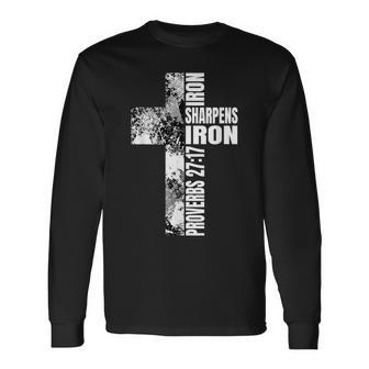 黒 白 十字架 鉄 シャープ 鉄の詩 キリスト教徒のカップル 長袖Tシャツ - Kawaiitshirt