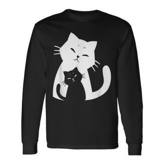 黒猫と白猫 長袖Tシャツ - Kawaiitshirt