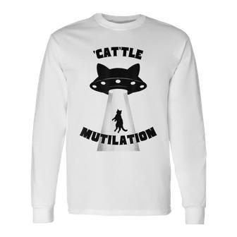 'Cat'tle Mutilation キャットルミューティレーション キャトルミューティレーション 猫 Ufo 宇宙 長袖Tシャツ - Kawaiitshirt