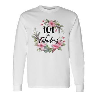 101歳＆ファビュラスフラワーパーティー 101歳の誕生日おめでとう 長袖tシャツ 長袖Tシャツ - Kawaiitshirt