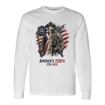 1776-2026 Patriotic Soldier American Flag 250 Years Long Sleeve T-Shirt - Thegiftio UK