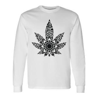420 ウィードリーフスモーカー マリファナスモーカー メンズ レディース 曼荼羅 長袖Tシャツ - Kawaiitshirt