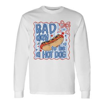 4Th Of July Its A Bad Day To Be A Hotdog Long Sleeve T-Shirt - Thegiftio UK