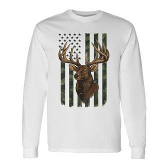 American Flag Deer Hunting Camouflage Boys Youth Camo Long Sleeve T-Shirt - Thegiftio UK
