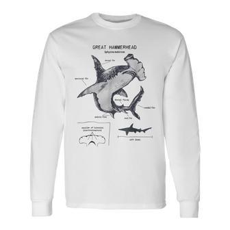 Anatomie Du Requin Marteau Biologie Marine T-shirt à manches longues - Cadeauxyz