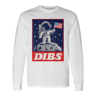 Astronaut Dibs Moon Space Galaxy 4Th Of July American Flag Long Sleeve T-Shirt - Thegiftio UK