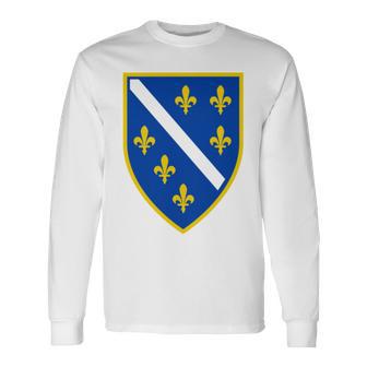 Bosnia's Former Emblem Bosnian Coat Of Arms From 1992-1998 Comfort Colors Crop Top Long Sleeve T-Shirt - Thegiftio UK