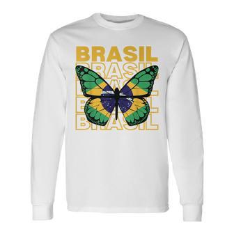 Brazil Butterfly Brazilian Woman Brazilian Girl Brasil Long Sleeve T-Shirt - Thegiftio UK