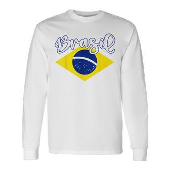 Brazilian Flag Colors National Brazil Brasil 長袖Tシャツ - Kawaiitshirt