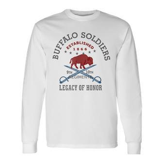 Buffalo Soldiers Honorarium Grey Red Combo Long Sleeve T-Shirt - Thegiftio UK