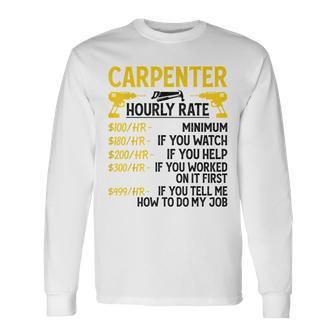 メンズ Carpenter Hourly Rate For Woodworker Carpenter Retro 長袖Tシャツ - Kawaiitshirt